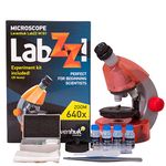 Levenhuk LabZZ M101 Orange 640x Portable Microscope Science Kit for Children with LED Light, Kids Beginner Educational STEM Toys Set, Prepared Sample Slides, and Illustarted Experiment Guide (EN)