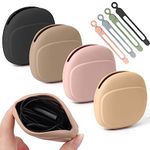 4 PCS Headphone Organizer and Silicone Cable Ties, Silicone Pouch for Storing Earbuds/USB Flash Drive/Keys/Mini Lipstick Cord Winder Holder Keeper Manager Management for Home or Workplace