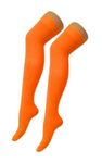 Style Lockers® New Ladies Girls Over The Knee Long Casual Plain Stiped Microfiber Socks Assorted Colours - Women Thigh High Socks UK Size 4-6 (Orange)