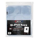 (20) Clear BCW Brand 9 Pocket Page 3 Ring Binder Sheets Trading Card Holder for Magic the Gathering, Pokemon, World of Warcraft, Kaijudo Duel Masters, Yu-Gi-Oh!, and Cardfight Vanguard Cards or Coupons