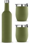 Wine Chiller Gift Set - Vacuum-Insulated Wine Bottle 750ml & Two Wine Tumbler With Lids 16 oz. Made of Shatterproof 18/8 Stainless Steel & BPA-FREE Lids, Perfect Wineglasses for Travel, Picnic, Etc