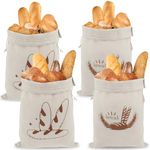 4Pcs Linen Bread Bags for Homemade Bread Large Capacity Bread Storage Bags with Drawstring BPA Free Sourdough Bread Bags Reusable Food Storage Bread Keeper for Bakers Kitchens 30×40cm