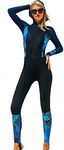 Full Body Scuba Rash Guard Dive Skin UV Swimwear Sport Skins for Men Women, Long Sleeve One Piece Nylon Front Zipper Diving Wetsuit for Surfing Swimming Snorkeling Canoeing