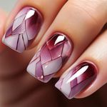 24pcs Medium Square False Nails, Burgundy Marble Stick on Nails Press on Nails Removable Glue-on Nails Full Cover Fake Nails Women Girls Nail Art Accessories