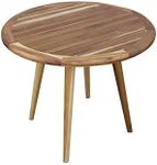 EcoDecors Mid-Century Modern Decor Round Wood Dining Table 36" Wide Natural Teak Modern Round Dining Table in Earthy Teak Finish for Indoors and Outdoors