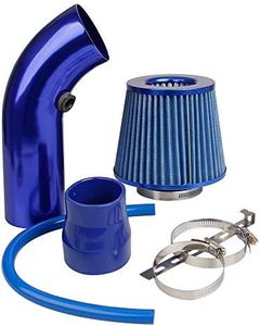 CarBole Filtro de Aire Deportivo,Filtro de Entrada de Aire para Coche,76mm,Refrigeración por Aire Sistema de Entrada de Aire Universal de Fibra de Carbono con Manguera de Aluminio,Azul