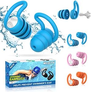 Swimming Ear Plugs Waterproof Earplugs - 𝟯 𝗣𝗮𝗶𝗿𝘀 𝐒𝐢𝐥𝐢𝐜𝐨𝐧𝐞 Swim Ear Plugs for Adult Kids, Water Sports Earplugs for Showering, Bathing, Surfing - Keep Ear Water Out. (Blue, Pink, Orange)