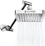 SparkPod Square Rain Shower Head with Extension Arm - Height Adjustable Shower Head with High Pressure Performance - Easy 1-Minute Installation (11" Arm Extension, Luxury Polished Chrome)