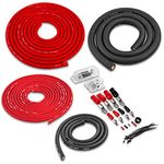 Belva Complete 1/0 + 4 Gauge [RED] Copper-Clad Dual Amp Wiring Kit [BPK0D]