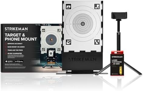 Strikeman .40 S&W Dry-Fire Laser Training System - Great for Target Shooting Practice with Pistols - Kit w/Access to Updated Strikeman App (No Subscription Needed), Cartridge, Target & Phone Holder