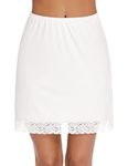 Avidlove Women's Lace Half Slip with Single Side Slit Lace Trim Above Knee Half Slip White