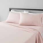 Amazon Basics Lightweight Super Soft Easy Care Microfiber Bed Sheet Set with 14 inches Deep Pockets - Full, Blush Pink