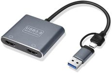 Tmiyas USB 3.0 or USB C to HDMI Adapter for Dual Monitors, Compatible for Thunderbolt 3/4, USB-C or USB 3.0, 1080p@60Hz, Universal Video Graphics Adapter for Mac and Windows