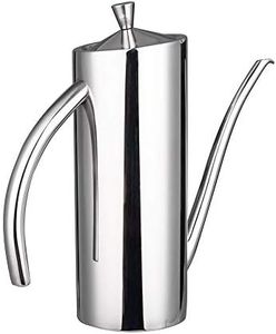 Lanhope Oil Dispenser Bottle 500ml Stainless Steel with Handle Olive Oil Pourer Stopper Pot Soy Sauce Vinegar Cruet Drizzler Non Drip Spout Heat-Resistant for Cooking Kitchen Restaurant BBQ