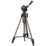 Hama Camera Tripod Star 61 (light tripod with 3-way head, photo tripod with 60-153cm height, tripod incl. carrying case, camera tripod suitable for SLR and system cameras), Champagne