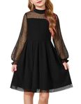 Arshiner Black Dress for Girls Halloween Fall Long Sleeve Formal Tulle Dresses Size 10-12