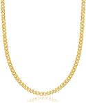 Barzel 18K Gold Plated Curb/Cuban Link Chain Necklace 5MM For Women or Men - Made In Brazil (20 Inches, 5MM Gold)