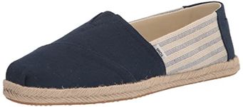 TOMS Women's Alpargata Rope Classic Loafer Flat, Navy Stripes, 6 UK