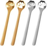 Cat Paw Coffee Spoons, BENBO 4PCS Cute Cat Paw Claw Stainless Steel Teaspoon Coffee Sugar Ice Cream Cake Stirring Spoon Cat Claws Dessert Spoons Set