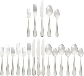 Amazon Basics 20-Piece Stainless Steel Cutlery Set with Round Edge, Service for 4,Silver