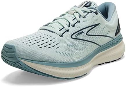 Brooks Women's Glycerin Gts 19 Running Shoe, Aqua Glass Whisper White Navy, 9.5 US