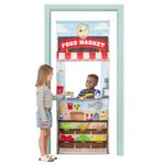 Pop Up Play Town Hanging Doorway Food Market, Kids Role Play Toys with Curtain and Tension Rod for Kids 3-7