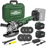 Excited Work Cordless Angle Grinder, 20V 5 inch Electric Grinder Power Tools with 2 X 4.5Ah Battery, Adjustable Handle,Brushless Motor for Polishing, Grinding & Cutting