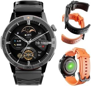 AGM Legion Pro Smart Watch with Offline Maps, AMOLED Gorilla Glass Dsiplay, Bluetooth Calling, Advanced Health Tracking, Gyroscope, DIY Dial, IP68 Multisport GPS Fitness Watch w/Orange & Black Bands