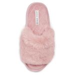 Laura Ashley Ladies Open Toe Plush Terry Slipper, Rose, S