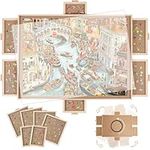 BuilderButler 2000 Pieces Rotating Puzzle Board with 6 Drawers,40.16"x28.5" Portable Wooden Jigsaw Puzzle Table with Lazy Susan Spinning Cover for Adults