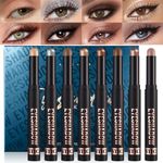 Erinde 8 Pcs Eyeshadow Stick, Cream Eyeshadow Set, Eye Shadow Crayon Waterproof, Subtle Glitter Eyeshadow, Metallic Eye Brightener Makeup, Intense Colour, Matte Shimmer Finish, Long Lasting, Creamy