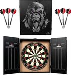 Ruthless Home Darts Centre | Complete Home Dart Board Centre Including Cabinet, Dartboard and 2 Sets of Darts (Gorilla)