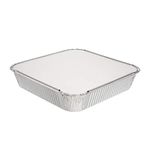 Pack of 10 Square Aluminum Container Pans with Lids ~ Foil Trays with Lids ~ Trays Good for Baking, Cooking, Storing and Freezing ~ 23cm x 23cm (9 inch x 9 inch)