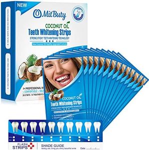 MitButy - Nastro sbiancante dentale professionale per denti con olio naturale di cocco - 42 strisce sbiancanti antiscivolo 21 sessioni di sbiancamento dentale