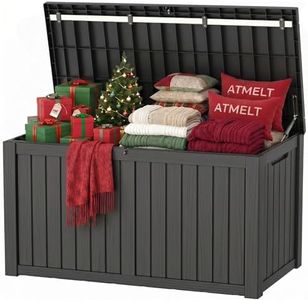 ATMELT 200 Gallon Outdoor Storage Box, Large Waterproof Resin Deck Box, Lock Storage Bins, Patio Furniture for Garden Tool and Poolside, Deep Black