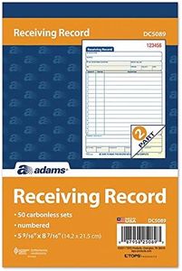 Adams Receiving Record Book, 2-Part, Carbonless, 5-9/16 x 8-7/16 Inches, 50 Sets per Book (DC5089) , White