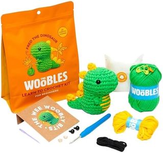 The Woobles Beginners Crochet Kit with Easy Peasy Yarn as seen on Shark Tank - with Step-by-Step Video Tutorials - Fred The Dinosaur