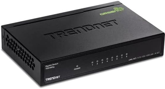 TRENDnet 8-Port Gigabit GREENnet Switch, Ethernet Network Switch, TEG-S82G, 8 x 10-100-1000 Mbps Gigabit Ethernet Ports, Ethernet Splitter, 16 Gbps, Metal, Lifetime Protection, Black