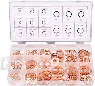 Toolwiz 150PCS 15 Sizes Copper Metric Sealing Washers Assortment Set Flat Ring Sump Plug Oil Seal Gasket Sealing Fitting Washers