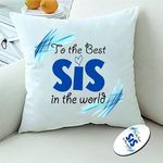 PICRAZEE “Best Sis in The World” Gift for Sister on Her Birthday (1 pc12”x12” Satin Cushion with Filler, Fridge Magnet) (Best Sis in The World)