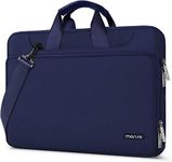 MOSISO 360 Protective Laptop Shoulder Bag Compatible with MacBook Air/Pro,13-13.3 inch Notebook,Compatible with MacBook Pro 14 2023-2021 A2779 M2 A2442 M1,Matching Color Sleeve with Belt,Navy Blue