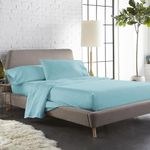 Blue Dahlia 100% Cotton, King Size/Double, Bedsheet (108" x 108") + 2 Pillow Covers, Silky Smooth Feel, 300TC Dotted Premium Bedsheet, Colour: Blue Fog
