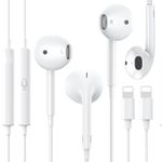 2 Packs - Lightning Headphones for iPhone Earbuds Wired Earphones [MFi Certified] Built-in Mic & Volume Control Compatible with iPhone 14/13/12/11/XR/XS/X/8/7 - Support All iOS System - White