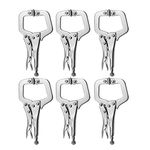 Hoypeyfiy 6pcs Metal Grip Locking C Clamp Pliers with Adjustable Screw and Swivel Pads, Easy and Quick Release Welding Pliers for Uneven Surfaces, Angles, Crafts and Hobbies (13.3cm/5.23 Inches)