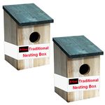 H-line 2 x WOODEN NESTING NEST BOX BIRD HOUSE SMALL BIRDS BLUE TIT ROBIN SPARROW