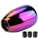 Qiilu Gear Shift Knob, Metal Car 5 Speed Manual Gear Shift Knob Shifter Lever Stick with 3 Adapters 8/10/12mm(Color)