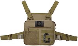 Armiya Chest Bag for Men Utility Tactical Chest Pack Lightweight Running Vest Bags Molle System Fanny Pack EDC Harness Pouch Phone Holder for Workouts Cycling Walking (Khaki)