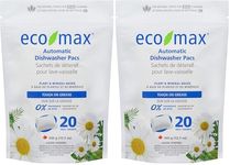 Eco-Max Hypoallergenic Automatic Dishwasher Pacs 20 count, Scent Free (Pack of 2)