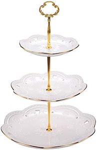 EAMATE 3-Tier Round Ceramic Cupcake Stand, High Tea Stand for Wedding and Birthday Party