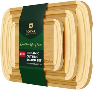 ROYAL CRAFT WOOD Luxury Cutting Boards for Kitchen - Reversible Wood Cutting Board Set, Thick Chopping Board - Wooden Cutting Board Set Bamboo Cutting Board for Meat, (Set of 3)